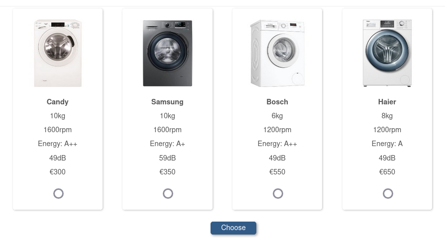 Conjoint Washing Machine example Conjoint Washing Machine example